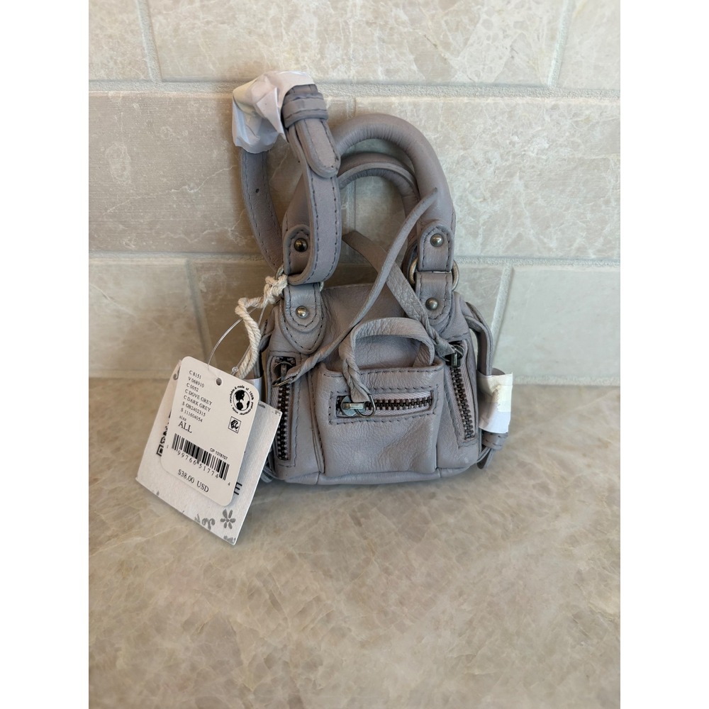 Free People We The Free Micro Emerson Mini Bag Charm Dove Grey New NWT